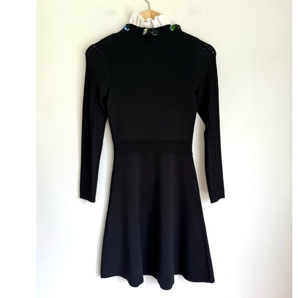 Sandro • Clemence Ruffle with Silk Scarf Collar Knit Dress in Black - Picture 10 of 14